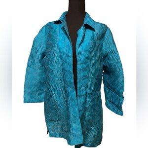 Chicos Travelers Collection Vibrant Blue kimono style Jacket NWOT size 2